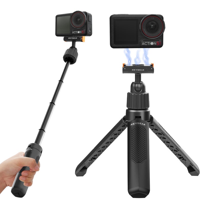 REYGEAK Mini Extension Rod for DJI Osmo Action 5 Pro/4/3,Adjustable Camera Tripod Holder with Magnetic Camera Mount Adapter for DJI OSMO Action Accessories(6.89in) - Image 1