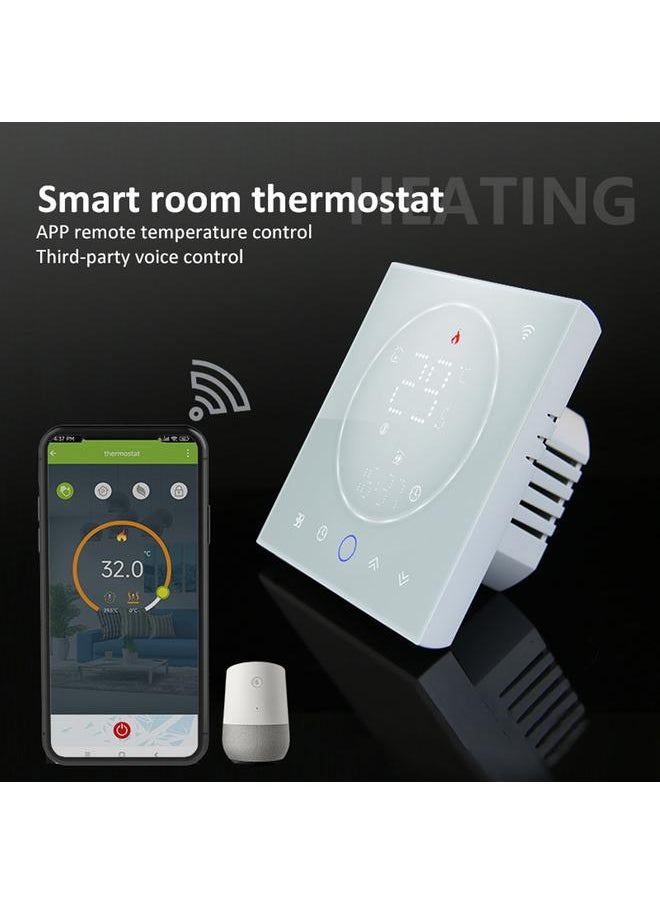 Thoraya Programmable Smart Home Thermostat AC95~240V Voice Control LED Screen IP20 Energy Saving Smart WiFi Thermostat for Electric Heating White  - Image 5
