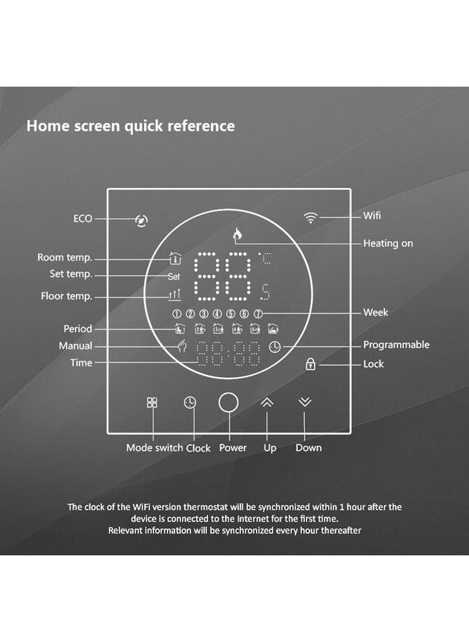 Thoraya Programmable Smart Home Thermostat AC95~240V Voice Control LED Screen IP20 Energy Saving Smart WiFi Thermostat for Electric Heating White  - Image 4
