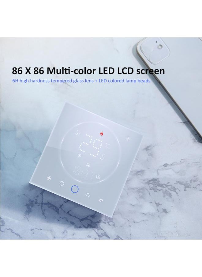 Thoraya Programmable Smart Home Thermostat AC95~240V Voice Control LED Screen IP20 Energy Saving Smart WiFi Thermostat for Electric Heating White  - Image 3