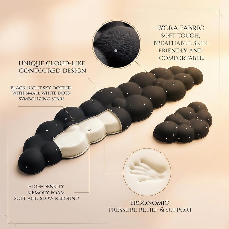 LJYZMD Cloud Wrist Rest Set for Keyboard and Mouse, Includes Cute Coaster, with Computers and Laptops (Black Star Set) - Image 5