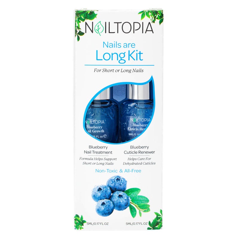 Nailtopia  Nails are Long Kit Supports ShortLong Nails  Dehydrated Cuticles  PlantBased Non Toxic BioSourced  Hardening  Conditioning Superfood Treatment  Blueberry Extract Clear  2 Pc