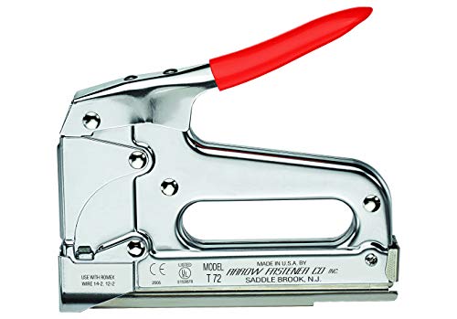 Arrow Fastener Arrow T72 Heavy Duty Wire and Cable Staple Gun Manual Stapler for Installing Wiring for Telecommunications Internet and Computer Cables uses T72 Insulated Staples - Image 1