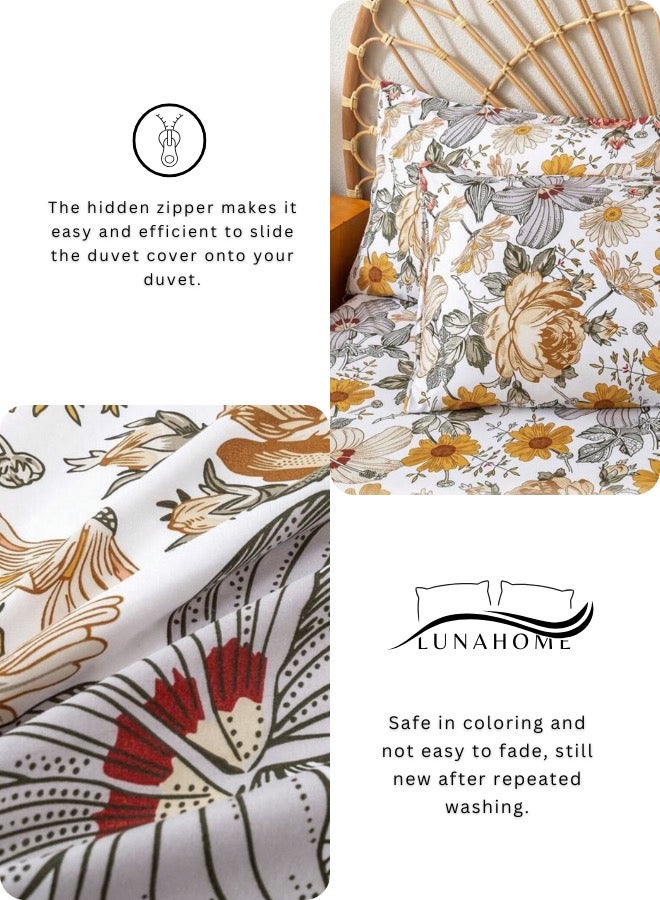 LUNA Home Queen size 6 pieces duvet cover set, brown floral pattern, boho style. - Image 5