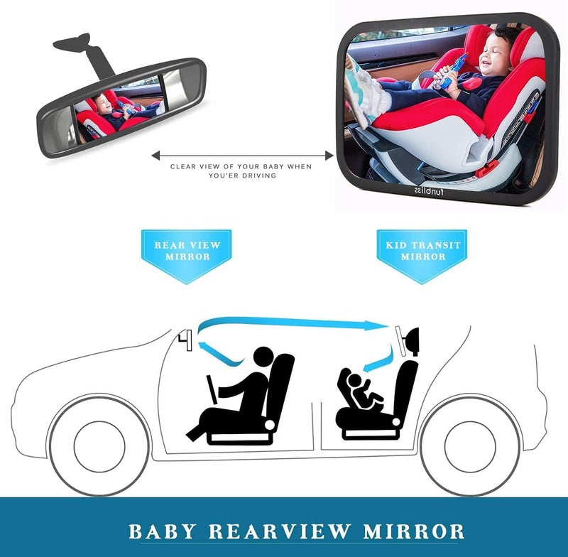 Funbliss Rear Facing Car Seat Mirrors - Shake-proof & Shatterproof Baby Car Mirror for Backseat - Clear Wide View, Easy Install, 2 Pack for Multiple Kids - Image 5