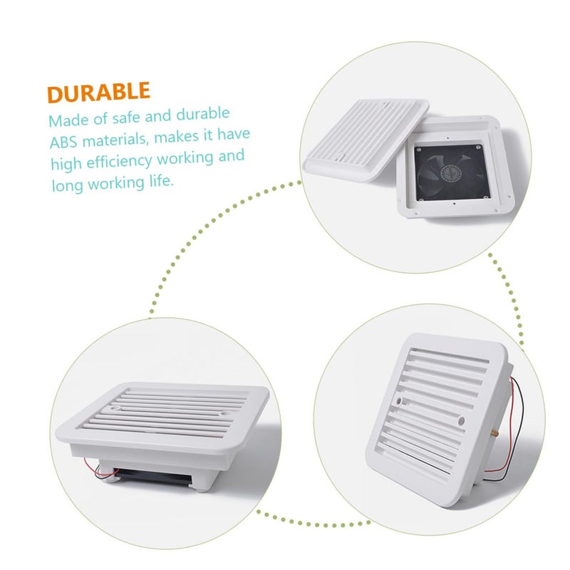 12V 8 Inch RV Exhaust Fan Silent Bathroom Roof Vent Replacement for Camper Garage - Image 4