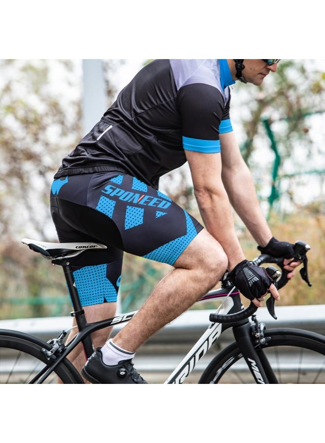 sponeed Men Padded Cycling Pants for Bicycle Gear Road Biking Ride 4D Padding Cycle Shorts US M Blue - Image 3