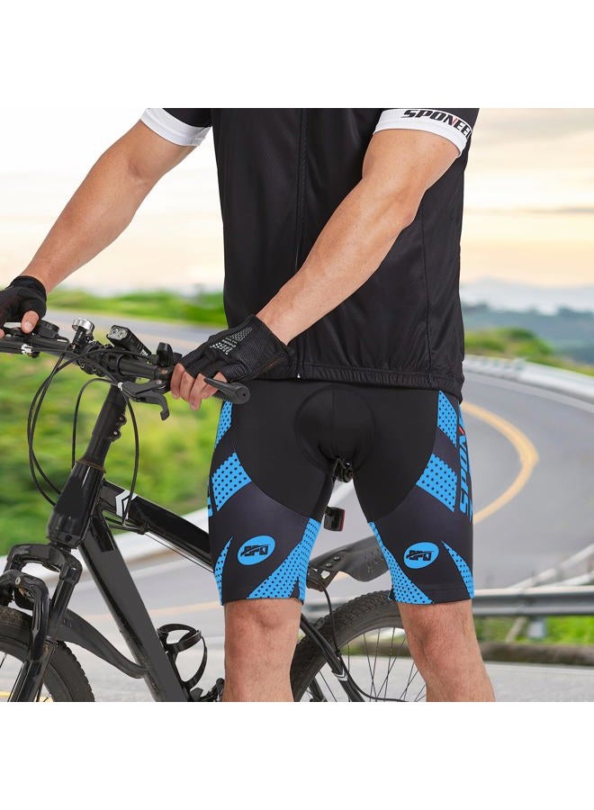 sponeed Men Padded Cycling Pants for Bicycle Gear Road Biking Ride 4D Padding Cycle Shorts US M Blue - Image 2
