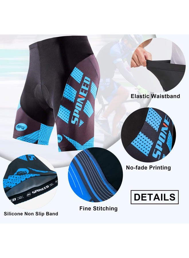 sponeed Men Padded Cycling Pants for Bicycle Gear Road Biking Ride 4D Padding Cycle Shorts US M Blue - Image 5