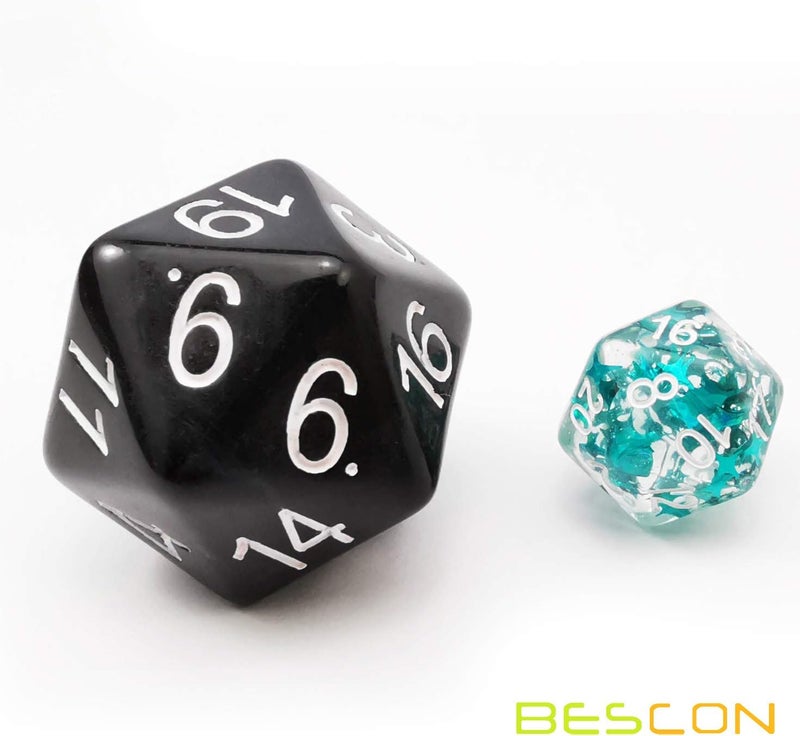Bescon Jumbo D20 38MM, Big Size 20 Sides Dice Solid Black, Big 20 Faces Cube 1.5 inch - Image 3