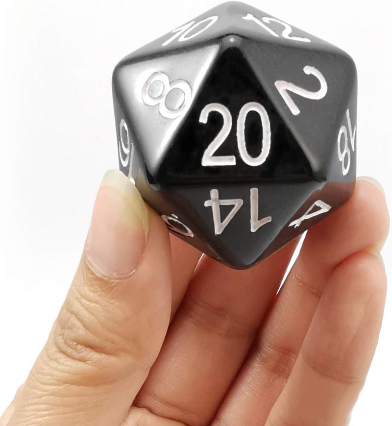 Bescon Jumbo D20 38MM, Big Size 20 Sides Dice Solid Black, Big 20 Faces Cube 1.5 inch - Image 1