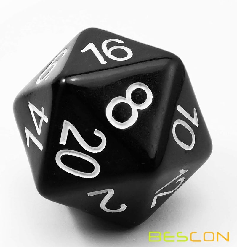 Bescon Jumbo D20 38MM, Big Size 20 Sides Dice Solid Black, Big 20 Faces Cube 1.5 inch - Image 2