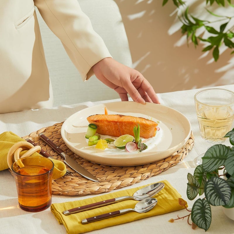 Sweese طقم أطباق عشاء خزفية بيج 6 قطع 10 بوصة لأطباق السلطة تقديم حديثة دائرية آمنة في غسالة الصحون والميكروويف والفرن مقاومة للخدوش بسطح ناعم - Image 4