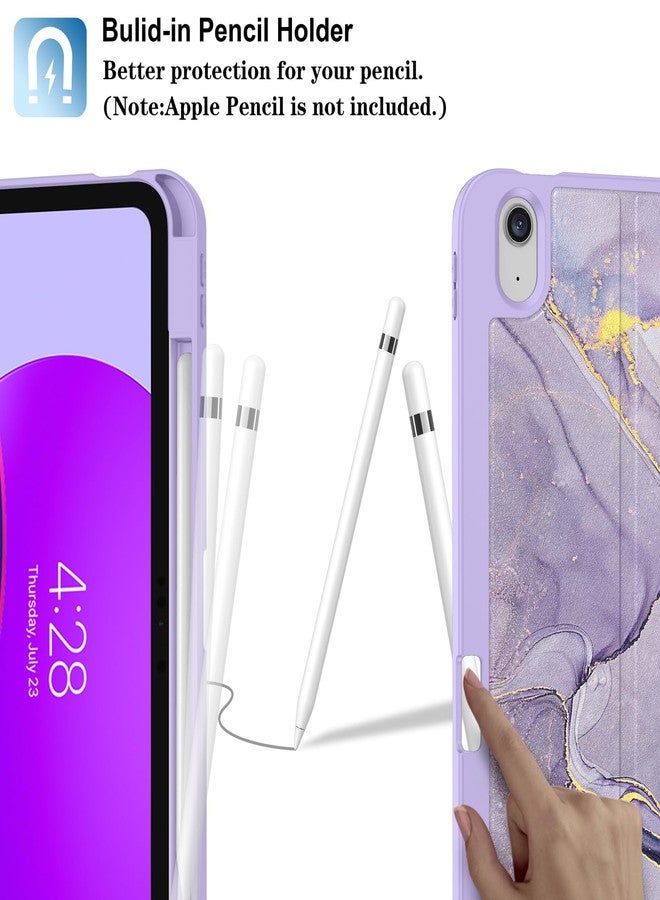 Supveco جراب Supveco لجهاز iPad (A16) الجيل الحادي عشر 11 بوصة (2025)، وجهاز iPad الجيل العاشر 10.9 بوصة (2022) مع حامل قلم - [تشغيل/إيقاف تلقائي]، جراب فاخر قابل للطي مع غطاء خلفي من مادة TPU الناعمة - لون أرجواني رخامي - Image 3
