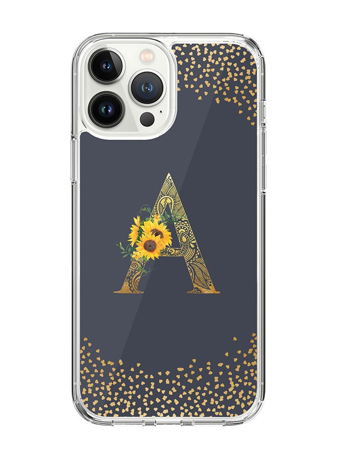 Stylizedd Classic Clear Case For iPhone 15 Pro Max, Hybrid Soft Case Thin Cover- Custom Monogram Initial Letter Mandala Floral Pattern Alphabet - A ( Grey) - Image 1