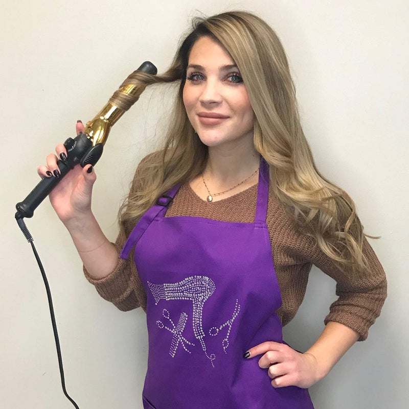 Plum Hill Hair Stylist Apron with Rhinestone Tools for Hairdresser  Cosmetologist or at Home Hair Cutting  3 Pockets Adjustable Neck  Purple - Image 4