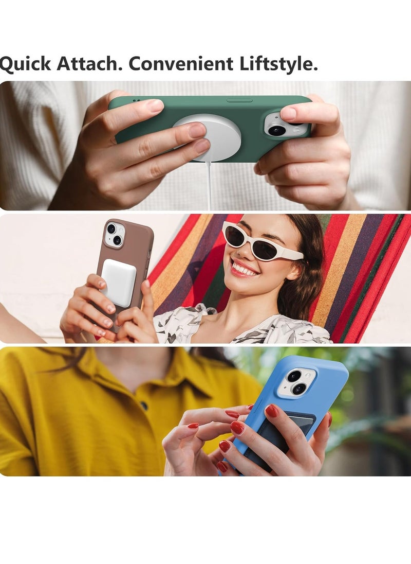 إيف حافظة ELTRAZONE 5 في 1 مغناطيسية لهاتف iPhone 15 - بنية، سيليكون نحيف يشبه الجلد، متوافقة مع MagSafe مع واقيات شاشة 2x وحاميات عدسات الكاميرا - Image 5