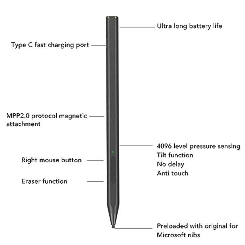 Stylus for ENVY 17, ENVY X360, Pavilion X360, X360 laptops; magnetic MPP2.0; 4096 pressure levels; capacitive; black - Image 5