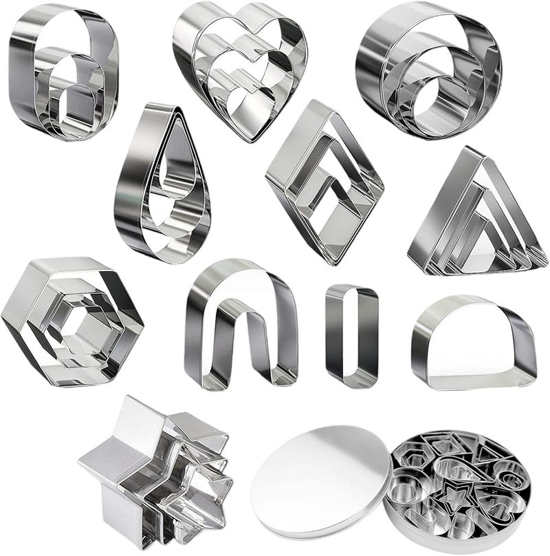 klarako Stainless Steel Polymer Clay Cutters Handmade Clay Earring Cutters Cookie Cutters Set for Jewelry Making Biscuit Fondant Cake Cookie Dessert - 27 Piece Set - Image 3