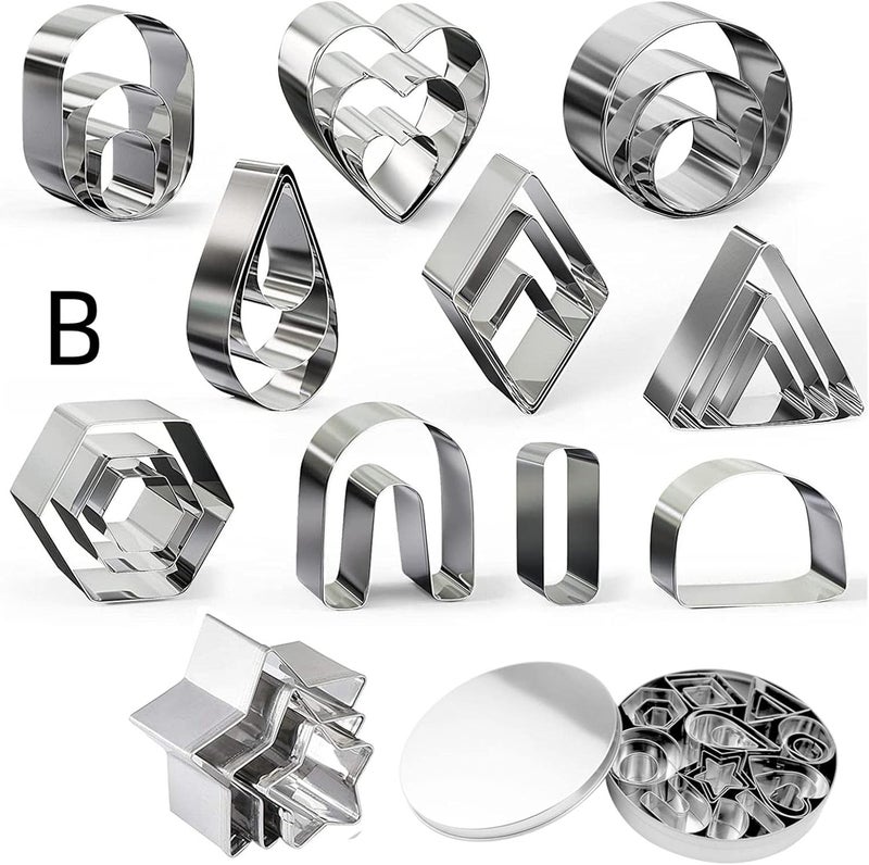 klarako Stainless Steel Polymer Clay Cutters Handmade Clay Earring Cutters Cookie Cutters Set for Jewelry Making Biscuit Fondant Cake Cookie Dessert - 27 Piece Set - Image 4