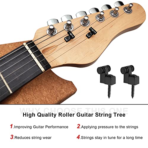 MAXCHEER Roller Guitar String Trees Guides Retainer for Fender Strat Stratocaster Tele Telecaster Electric Guitar，Pack of 4 (Black) - Image 3
