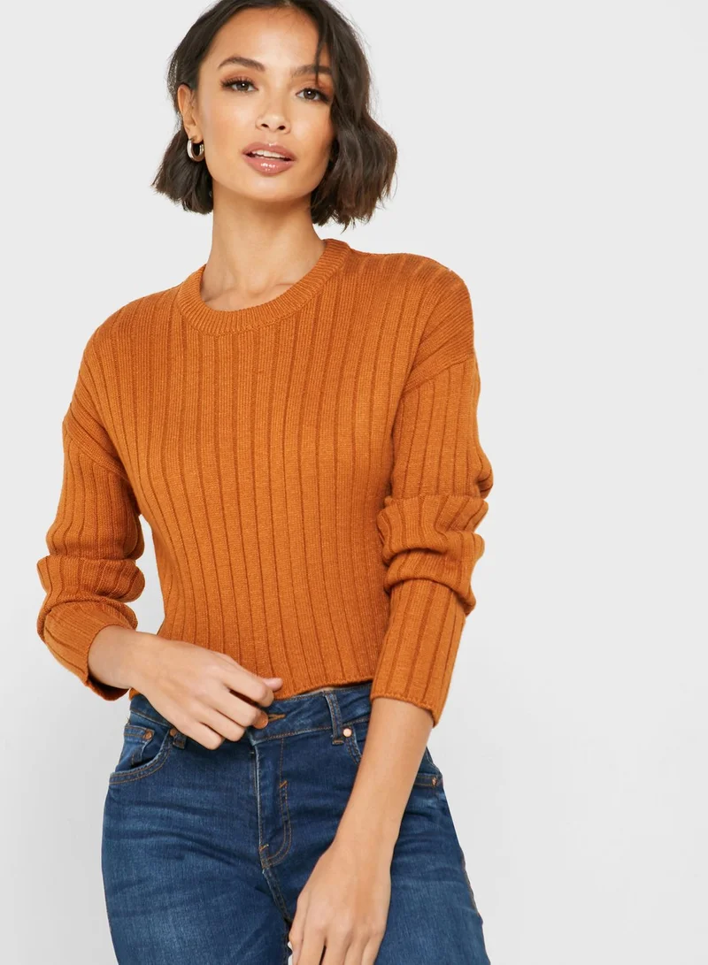FOREVER 21 Ribbed Cropped Sweater