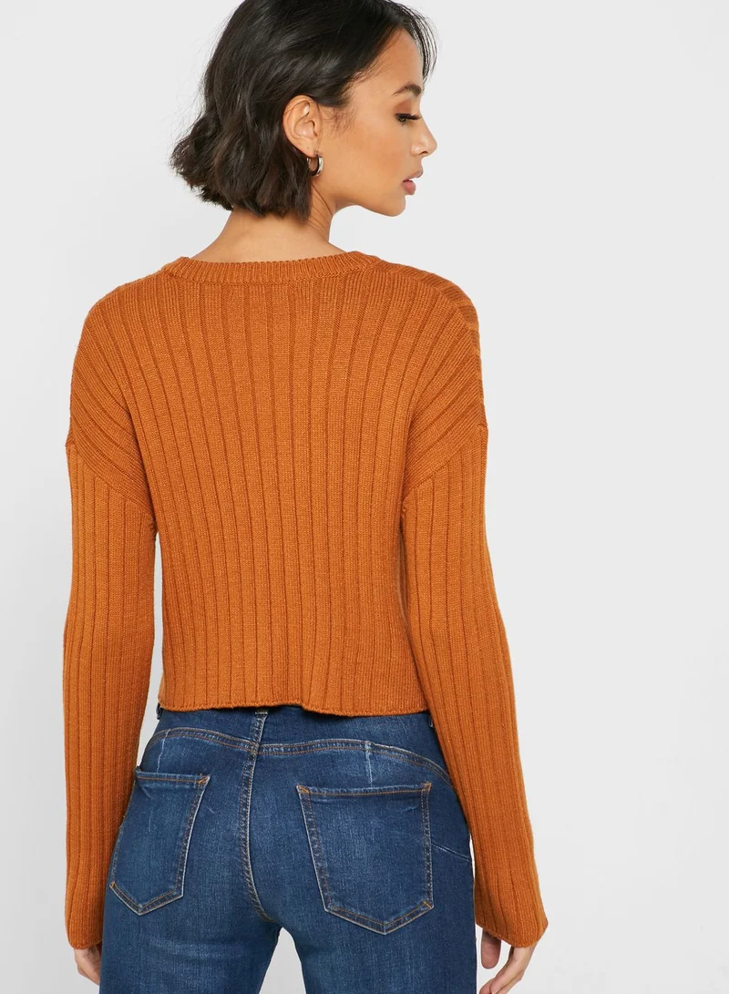 FOREVER 21 Ribbed Cropped Sweater