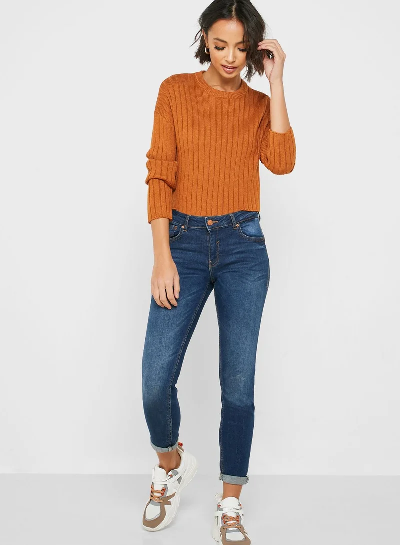 FOREVER 21 Ribbed Cropped Sweater