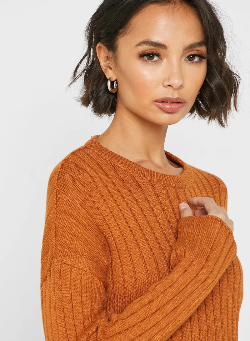FOREVER 21 Ribbed Cropped Sweater