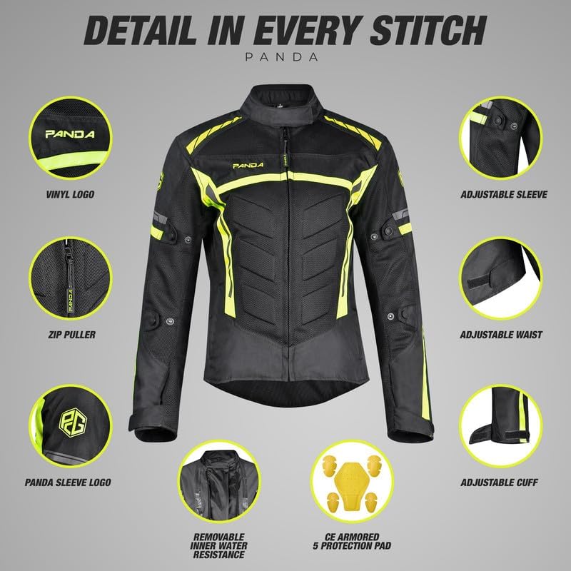 PANDA CYCLE GEAR Women's Motorcycle Jacket CE Armor for Enduro and Dual sport All Season Waterproof Touring Biker Jacket for Women|Green-4XL - Image 4