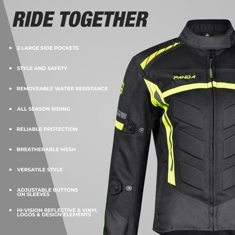 PANDA CYCLE GEAR Women's Motorcycle Jacket CE Armor for Enduro and Dual sport All Season Waterproof Touring Biker Jacket for Women|Green-4XL - Image 5