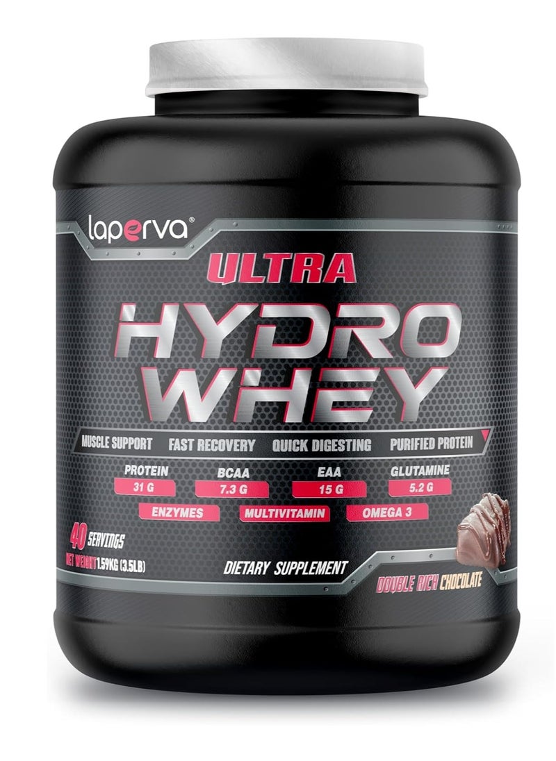 Laperva - Hydrolyzed Whey Protein - Laperva Ultra Hydro Whey - Vitamin Enhanced Formula, BCAA,EAA, Glutamine, Omega 3 - 3.5 lb (40 servings) - Image 1
