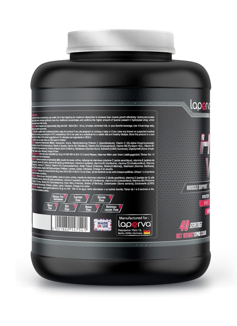 Laperva - Hydrolyzed Whey Protein - Laperva Ultra Hydro Whey - Vitamin Enhanced Formula, BCAA,EAA, Glutamine, Omega 3 - 3.5 lb (40 servings) - Image 1