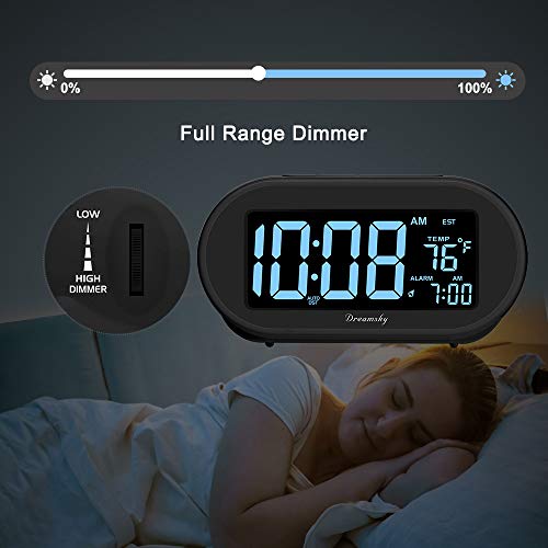 DreamSky Alarm Clocks for Bedrooms, Auto Set Digital Desk Clock for Bedside Nightstand, Electric Clock with Dimmable Brightness Dimmer, Auto DST, USB Port, Date, Temperature, Snooze - Image 4