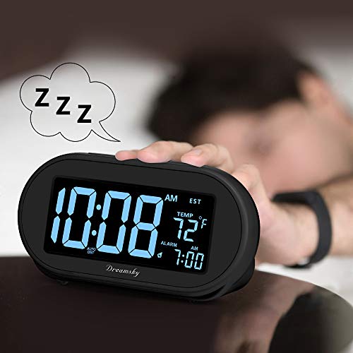 DreamSky Alarm Clocks for Bedrooms, Auto Set Digital Desk Clock for Bedside Nightstand, Electric Clock with Dimmable Brightness Dimmer, Auto DST, USB Port, Date, Temperature, Snooze - Image 5