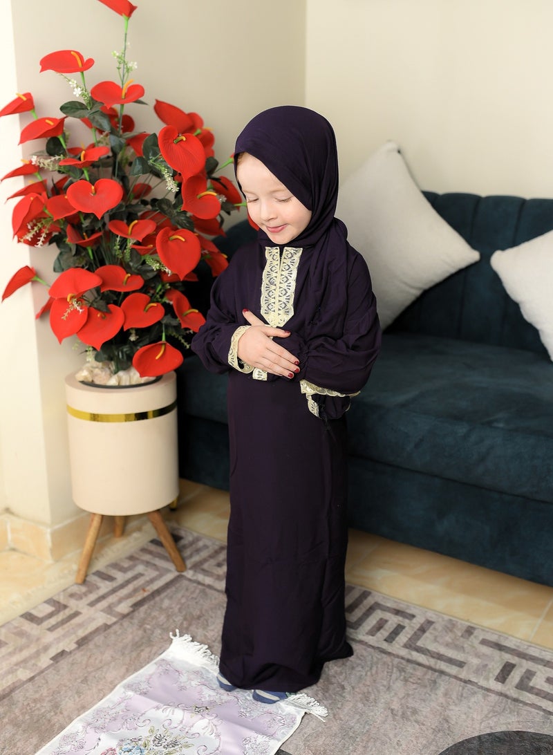 LINA FASHION Three-piece prayer set for girls: a children's prayer sheet, a children's prayer rug, and a card of supplications after prayer, a gift for the girl - Image 4