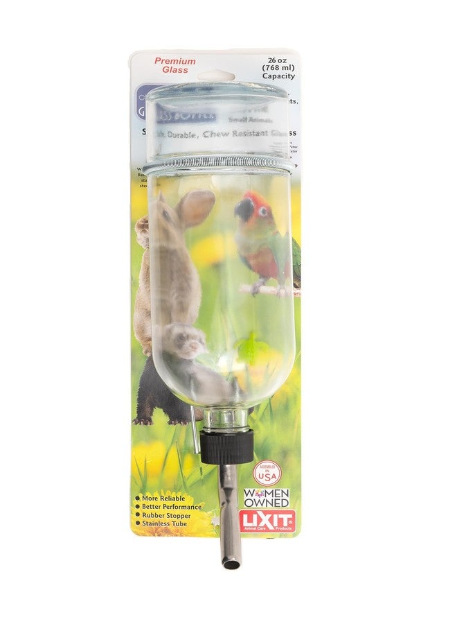 ليكسيت زجاجات مياه ليكسيت المقاومة للمضغ ذات الجوانب المسطحة للأرانب، والنموس، والجرذان، والطيور، والهامستر، وخنازير غينيا، والشنشيلات، والجرذان، وغيرها من الحيوانات الصغيرة (26 أونصة شديدة التحمل) - Image 1