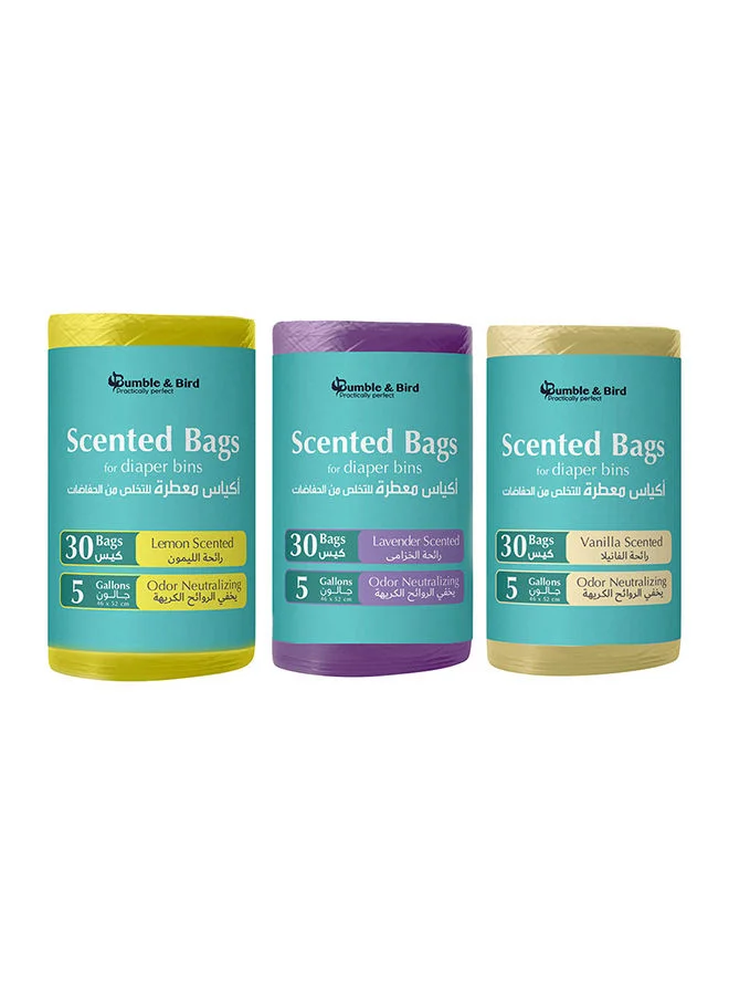 Bumble & Bird Large Disposable Scented Bag Pack Of 30 3 Scents Oxo Biodegradable Material Strong Bags 5 Gallons