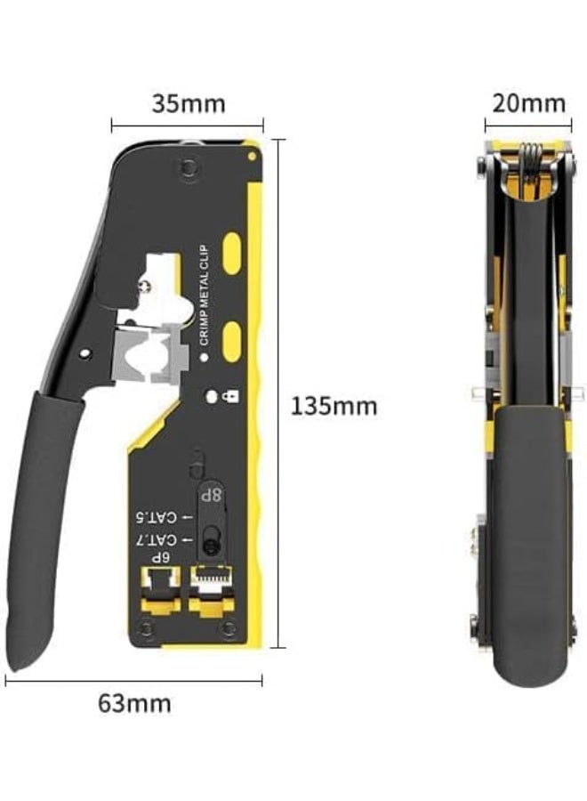Terabyte Crimping Tool, Cat5/ Cat7 Multifunctional Crimp Tool Alloy Carbon Steel 6P 8P RJ11 RJ12 RJ45 STP/UTP Ethernet Cable Modular Crimping Tool (Multicolor)  (Cat-7 Yellow) - Image 2