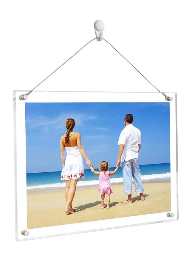 The Bros Clear Acrylic Picture Frame 8.5x11 inch, A4 Wall Mount Floating Frameless Photo Frame, Hanging Photograph Frames with Chain for Photo, Specimen, Poster, Certificate, Artwork, Art Print Wall Hanging