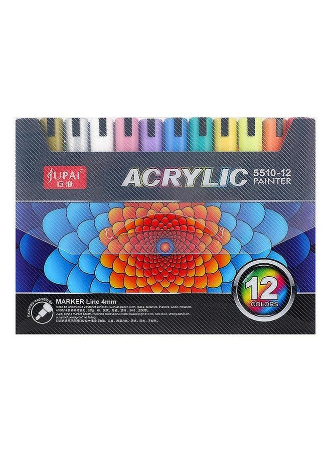 Like-It like it Jupai Acrylic Pen 4mm Hand-painted Ceramic Glass Fabric Graffiti Waterproof 12-color Acrylic Marker Set of 12 - Image 1