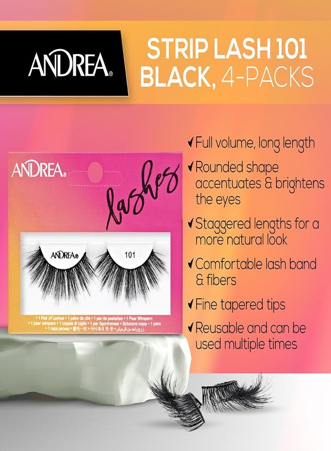 Andrea Strip Lash False Eyelashes 101 - Black, Dramatic Full Volume & Long Length, Reusable Lashes, 4 Pack - Image 3