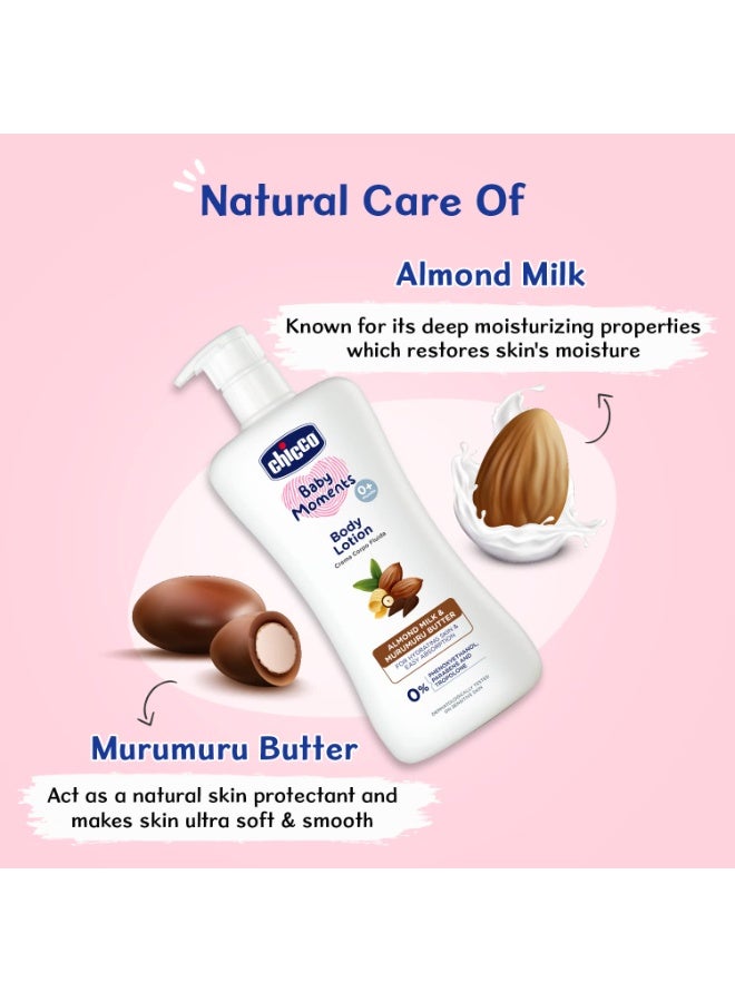Chicco Baby Moments Body Lotion for Babies, 650ml | Almond Milk & Murumuru Butter | Quick Absorb Formula with Natural Ingredients for Ultra Soft Skin | Dermatologically Tested | Parabens & Phenoxyethanol Free - Image 2
