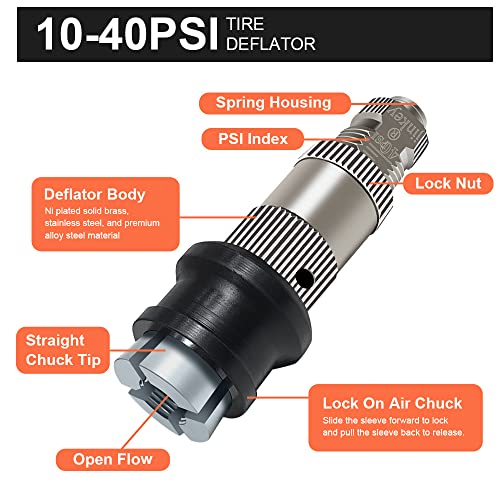 Jinkey Automatic Tire Deflator With Locking Air Chuck For Schrader Valve Straight Open Flow Air Chuck Quick Connect Tire Pressure Equalizer Offroad Accessories For Car Truck - Image 3