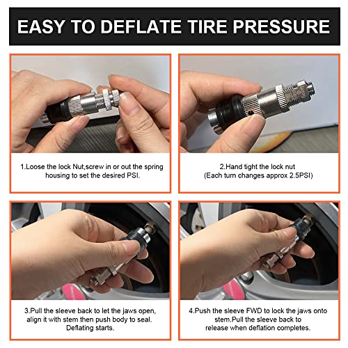 Jinkey Automatic Tire Deflator With Locking Air Chuck For Schrader Valve Straight Open Flow Air Chuck Quick Connect Tire Pressure Equalizer Offroad Accessories For Car Truck - Image 5