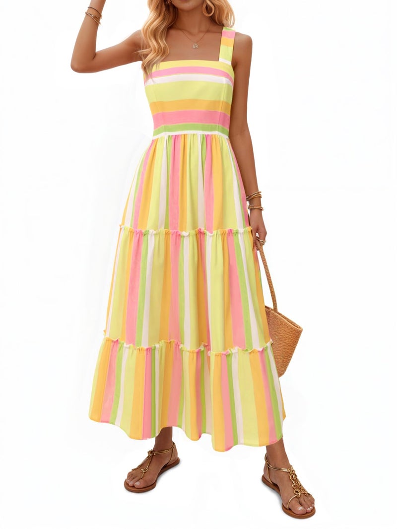 Yousify Beach Dresses for Women 2026 Vacation Trendy Cute Sleeveless Long Dress Yellow Summer Maxi Sundress M - Image 1