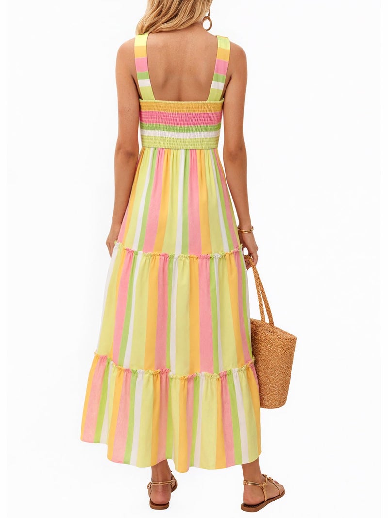 Yousify Beach Dresses for Women 2026 Vacation Trendy Cute Sleeveless Long Dress Yellow Summer Maxi Sundress M - Image 4