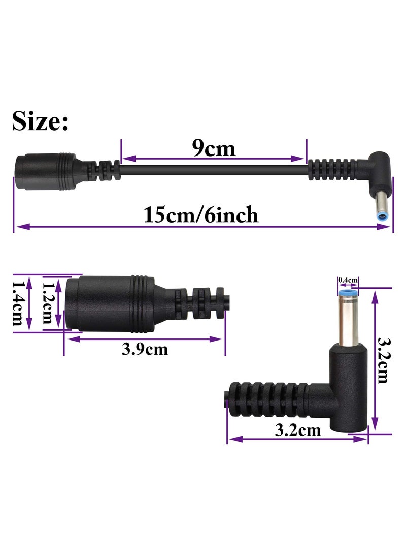 HP Charger Adapter Tip, 7.4x5.0mm to 4.5x3.0mm Tip Connector Converter for HP Stream Spectre Pavilion Envy Elitebook Split Chromebook Power Cord (15cm/2Pack)