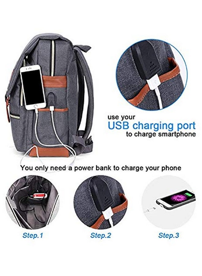 كونتاكتس حقيبة ظهر قياسية متعددة الاستخدامات للكمبيوتر المحمول مقاس 15 بوصة مع منفذ شحن USB | حقيبة ظهر متعددة الوظائف (رمادي) - Image 4