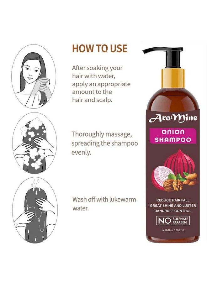 Aromine Natural & Organic Red Onion Shampoo Combo Pack Of 2(Each 200Ml) 400Ml - Image 3